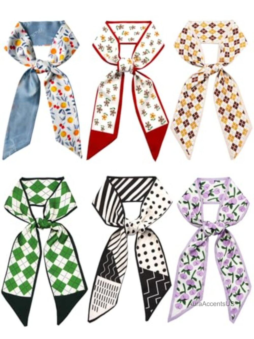 Polyester Satin Skinny Scarves for Purse Handles Hair 37.4x2.36in